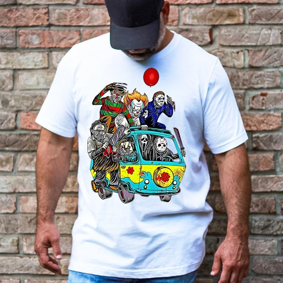 Horror Friends Commandeered Scooby Doo's Van . Halloween T-Shirt . Graphic Tee - Picture 3 of 5